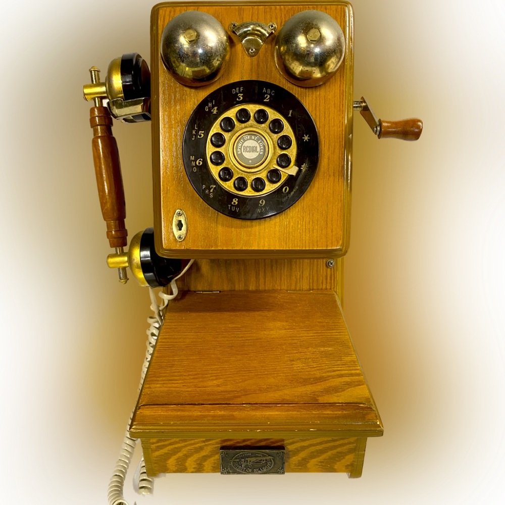 Old Timey Telephone. “Spirit of St Lewis” Wooden Telephone